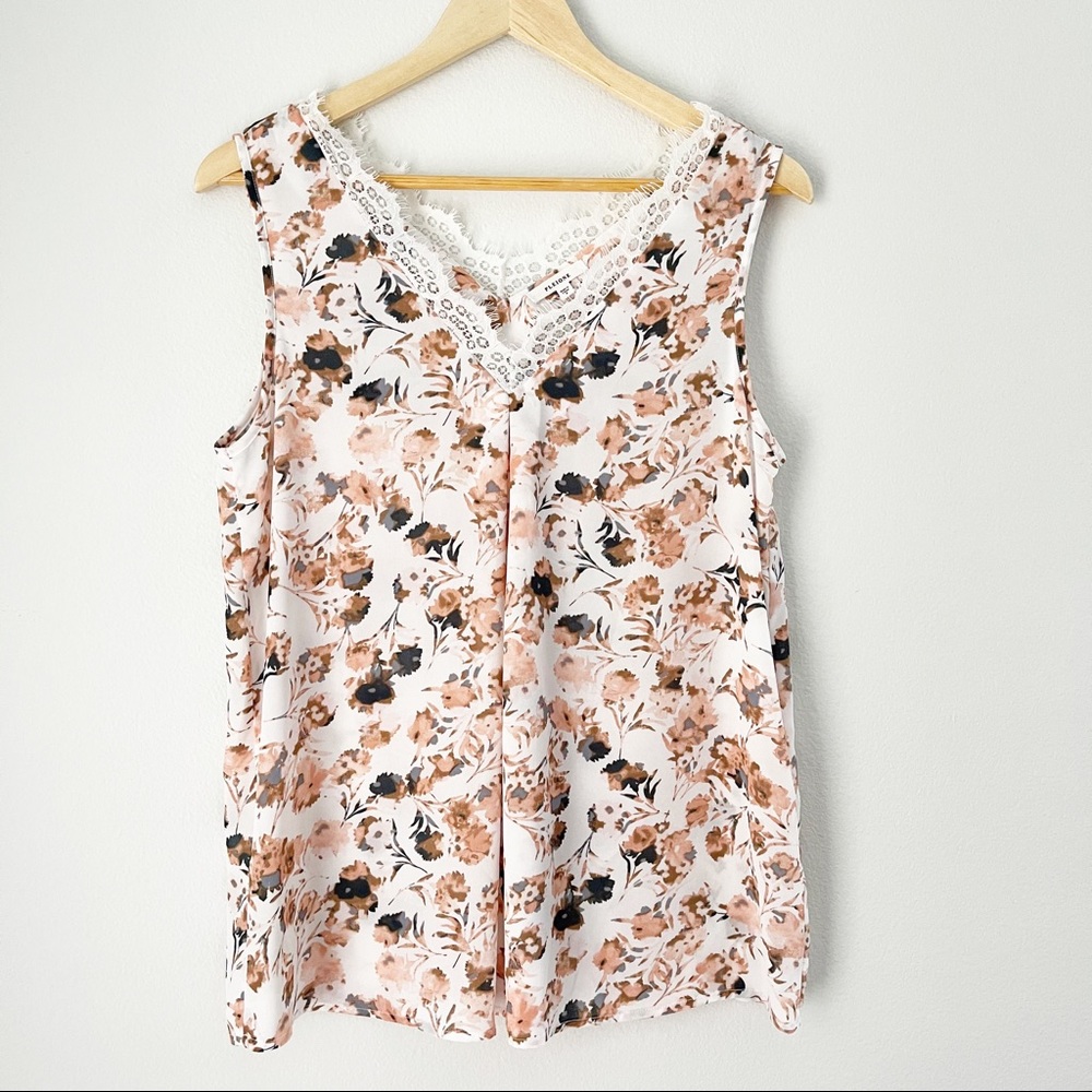 Anthropologie Floral Tropical Lace Design Top